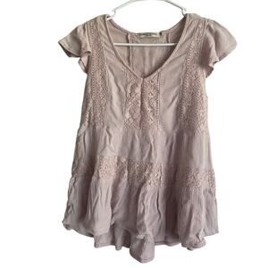 Chance or Fate Women/Teen Soft Light Pink Babydoll Top Size Small Lace Feminine